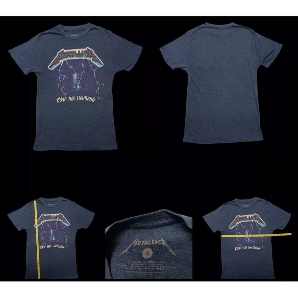Metallica Ride The Lightning Album Cover Shirt Navy Blue Size Small Pre-Owned